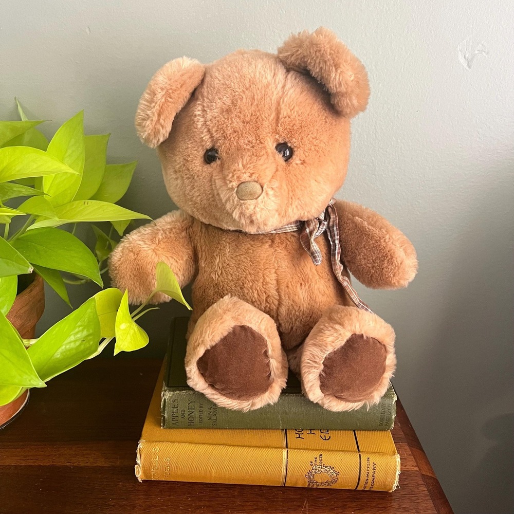 Vintage 1982 Dakin Teddy Bear 14 Inch Brown Plush Made In Korea Velvet Feet